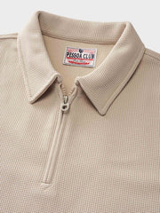 ワッフル ハーフジップ ポロシャツ