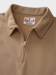 ワッフル ハーフジップ ポロシャツ