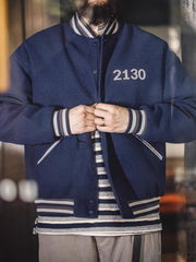 刺繡入りツイードバーシティ 中綿 ジャケット