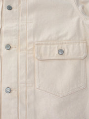 二重プリーツ 白いデニムジャケット