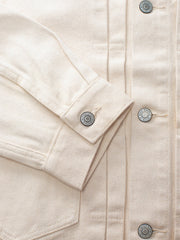 二重プリーツ 白いデニムジャケット