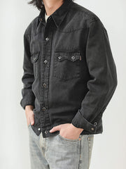 エイジング加工 ブラックデニム ウェスタンジャケット