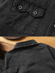 エイジング加工 ブラックデニム ウェスタンジャケット