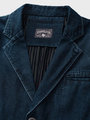 マルチストライプ裏地 デニムブレザージャケット