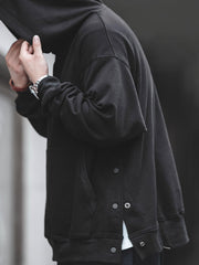 裾ボタンデザイン フード付きスウェット