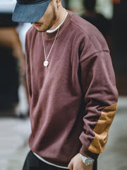 コントラストカラー フリースパッチワークスウェット