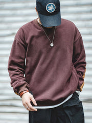 コントラストカラー フリースパッチワークスウェット