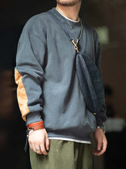 コントラストカラー フリースパッチワークスウェット