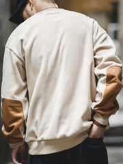 コントラストカラー フリースパッチワークスウェット