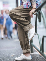 カーキ コーデュロイ スラックス