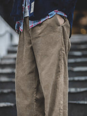 カーキ コーデュロイ スラックス