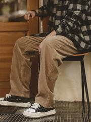 ホワイト コーデュロイ ワイドパンツ