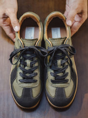 オリーブ グリーン 羊革 トレーニング シューズ