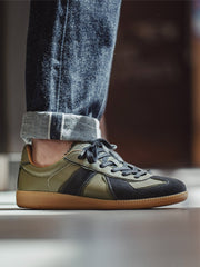 オリーブ グリーン 羊革 トレーニング シューズ