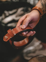 黄銅バックル なめし牛革ベルト