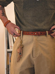 黄銅バックル なめし牛革ベルト