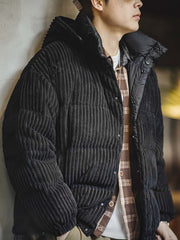 フード取り外し可 コーデュロイ ダウンジャケット