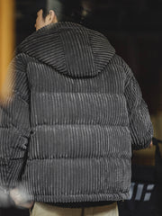 フード取り外し可 コーデュロイ ダウンジャケット