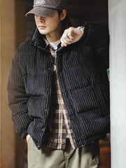 フード取り外し可 コーデュロイ ダウンジャケット