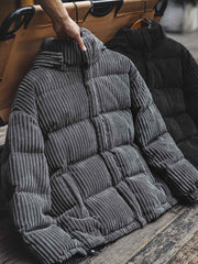 フード取り外し可 コーデュロイ ダウンジャケット