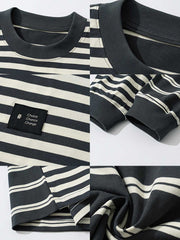 ストライプ柄 コットン長袖Tシャツ