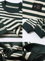 ストライプ柄 コットン長袖Tシャツ
