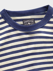 青白ボーダー コットン Tシャツ