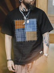 不規則な四角 パッチワーク Tシャツ