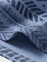 エスニック調 幾何学総柄 丸襟Tシャツ