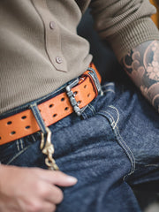 1940 ミリタリー ダブルピントップ 牛革ベルト