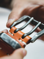 1940 ミリタリー ダブルピントップ 牛革ベルト