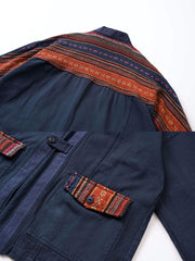 2色 エスニック柄 コットン はんてん