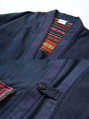 2色 エスニック柄 コットン はんてん