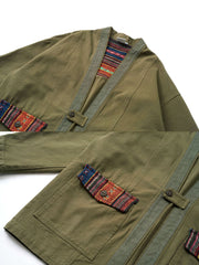 2色 エスニック柄 コットン はんてん