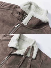 非対称襟 2WAY レザーファージャケット