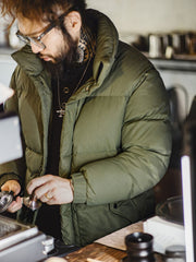 3色 ワックスサーフェス ダウンジャケット