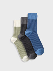 3足セット ブロックニット 中丈ソックス