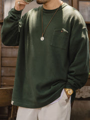 340G ワッフル柄 ポケット付き スウェット