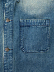 3口ポケット水洗いフレンチワークデニムジャケット