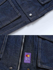 6ポケットスタンドカラー デニムジャケット