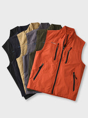 6色 刺繍入り スタンドカラー ベスト