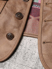 NAVAJO柄 本革 レザーウエスタン ベスト