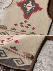 NAVAJO柄 本革 レザーウエスタン ベスト