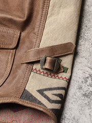 NAVAJO柄 本革 レザーウエスタン ベスト