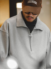 ハーフジップカラー スウェット