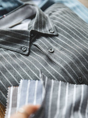 メンズ アメリカン レトロ ストライプ シャツラペル長袖