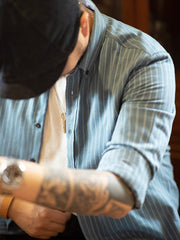 メンズ アメリカン レトロ ストライプ シャツラペル長袖