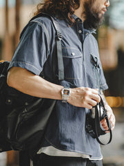 コントラストステッチシャツ