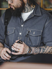 コントラストステッチシャツ