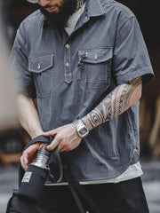 コントラストステッチシャツ